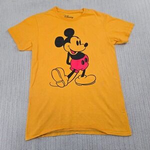 Disney Shirt Mens Small Yellow Classic Mickey Mouse Short Sleeve Graphic